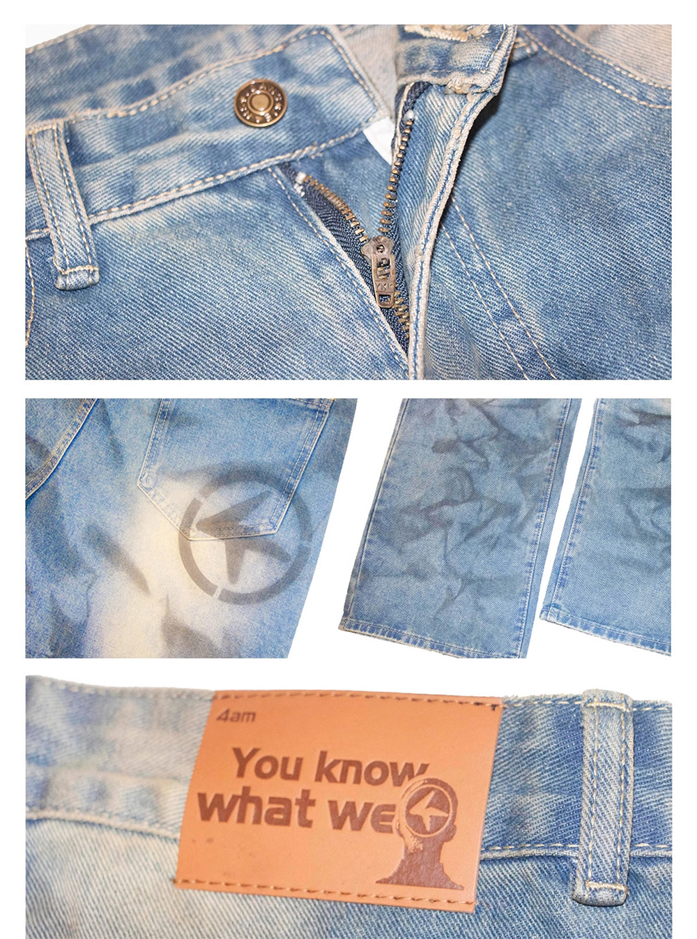 4AM STUDIO] Washed Loose Fit Baggy Denim Pants - BCAESAR