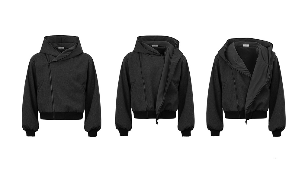 Slight Vogue] Asymmetrical Hooded Jacket (2color) | BCAESAR