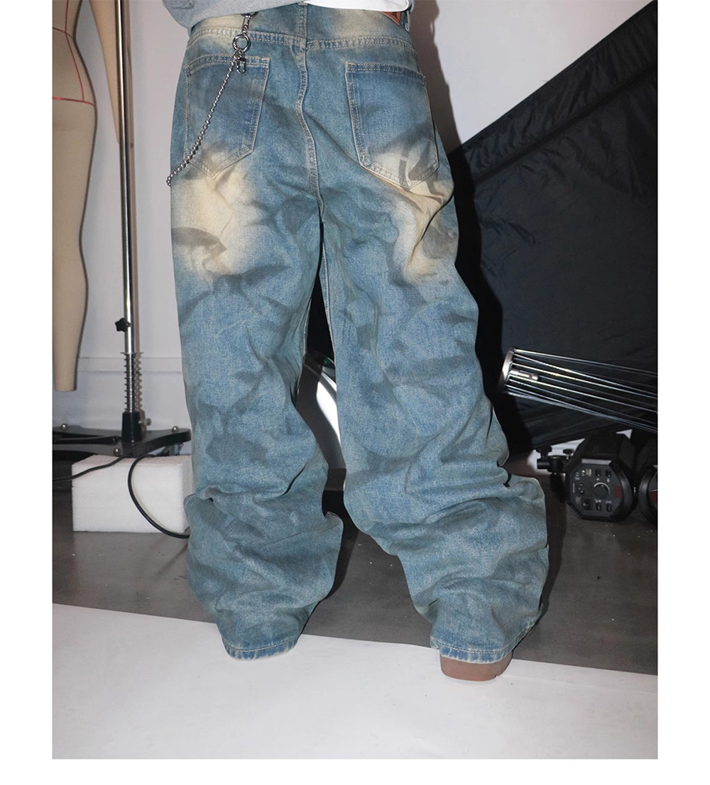 4AM STUDIO] Washed Loose Fit Baggy Denim Pants - BCAESAR
