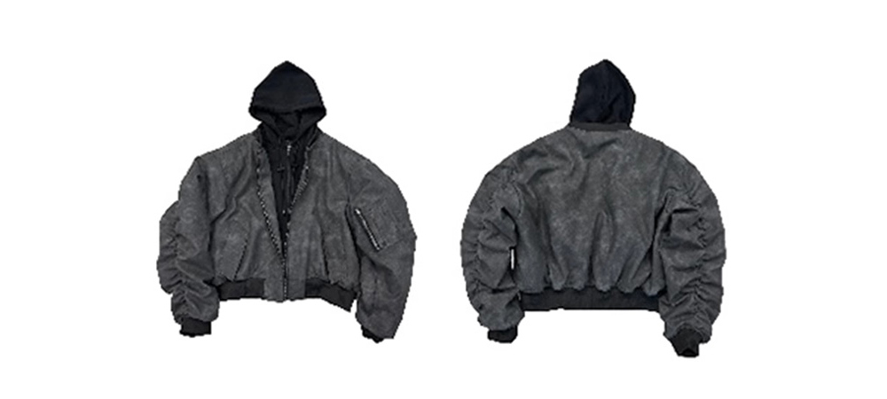 POPPROJECT] Dual-Layer Hooded PU Bomber Jacket - BCAESAR