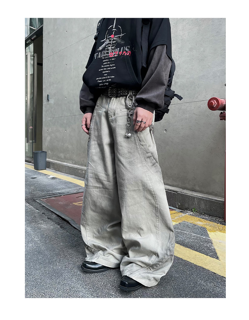 国内で当店のみ DARKFOG - Deconstructed Style Wide-Leg Denim DARKFOG] Deconstructed Style Wide-Leg Denim Pants - BCAESAR