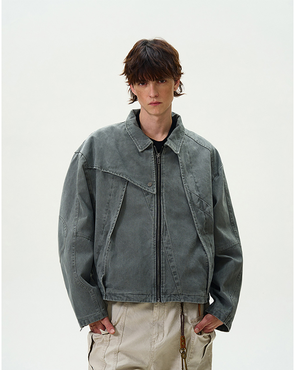 MADWITCH] Vintage-Style Distressed Gray Jacket - BCAESAR