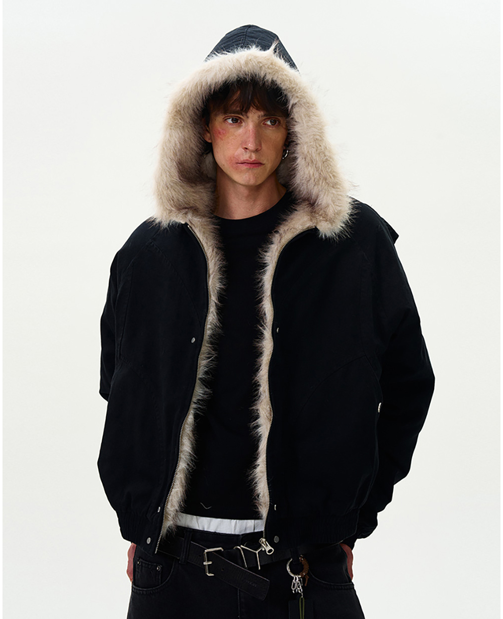 国内で当店のみ MADWITCH - Vintage Fur Collar Quilted Jacket MADWITCH] Vintage Fur Collar Quilted Jacket (2collor) - BCAESAR