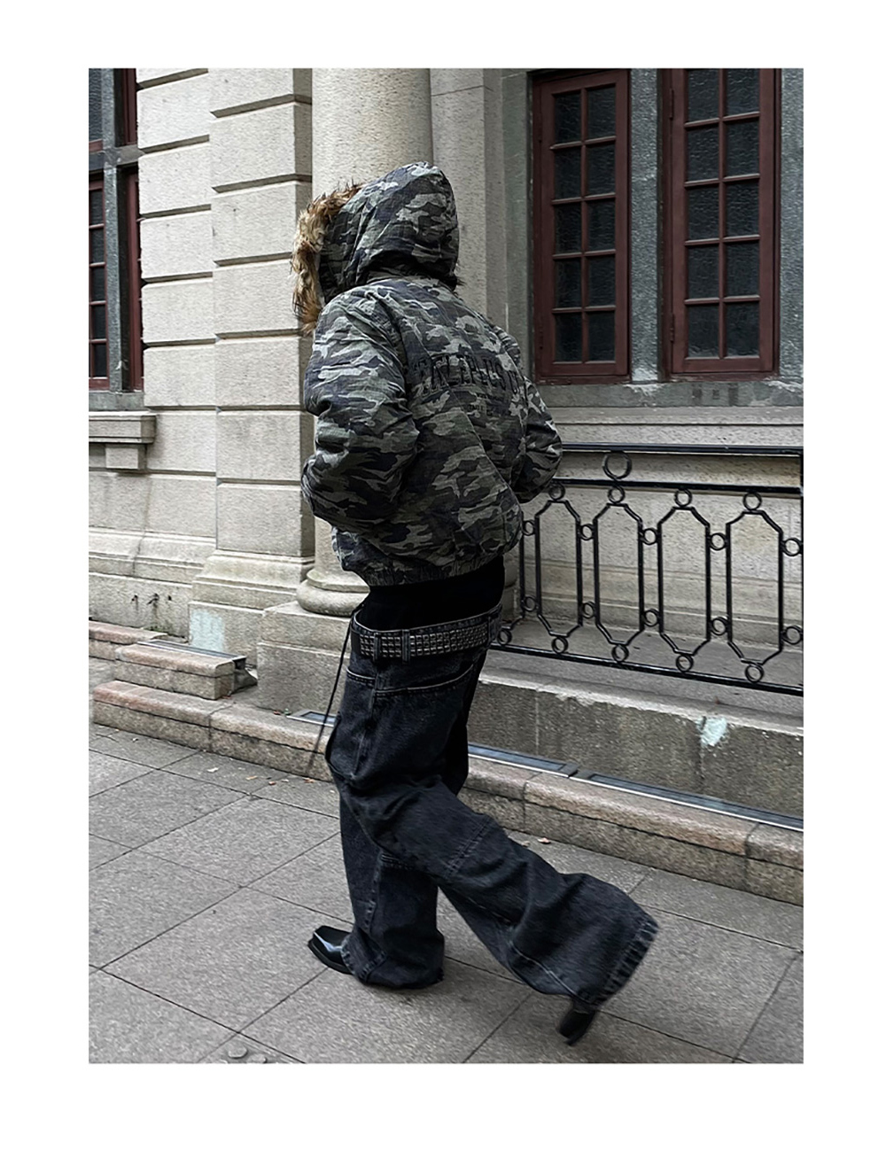 DARKFOG] Detachable Fur Collar Camouflage Jacket - BCAESAR