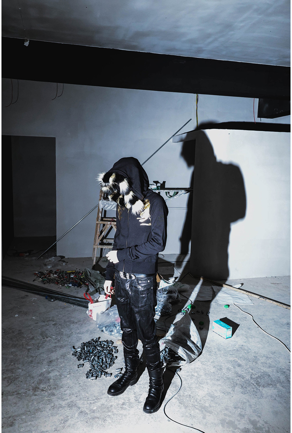 PCCVISION] Gold Print Fur-Trim Hoodie - BCAESAR