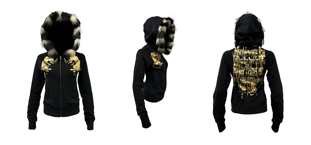 PCCVISION] Gold Print Fur-Trim Hoodie - BCAESAR