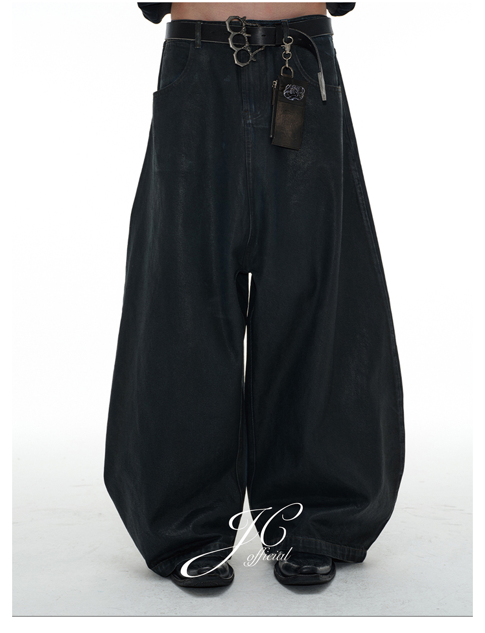 JCAESAR] Low-Crotch Coated Denim Pants - BCAESAR