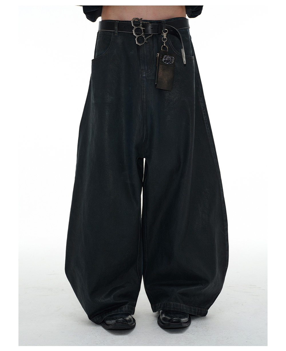 JCAESAR] Low-Crotch Coated Denim Pants | BCAESAR