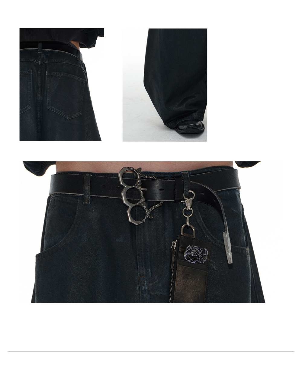 パンツ Jcaesar M JCAESAR] Low-Crotch Coated Denim Pants - BCAESAR