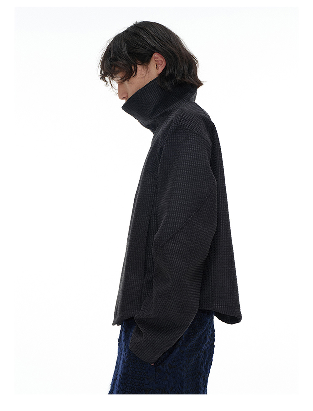 Black Checked Zipper-Jacket | BCAESAR