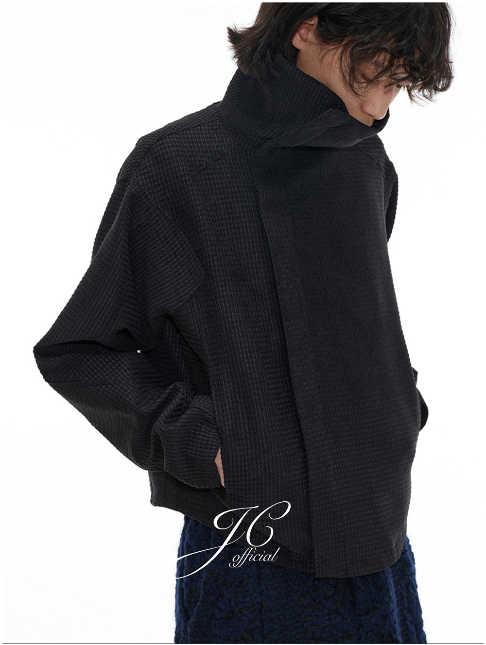 Black Checked Zipper-Jacket | BCAESAR