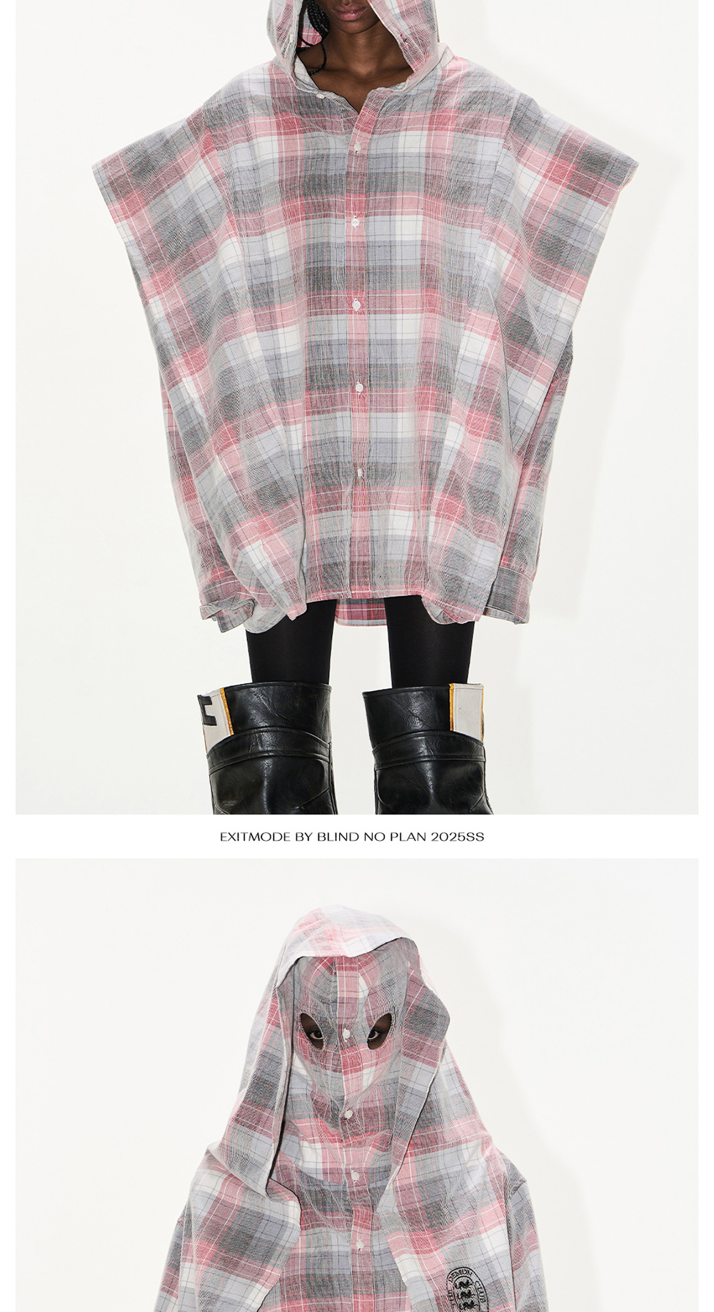 Exitmode Hooded Plaid Layered Shirt - BCAESAR