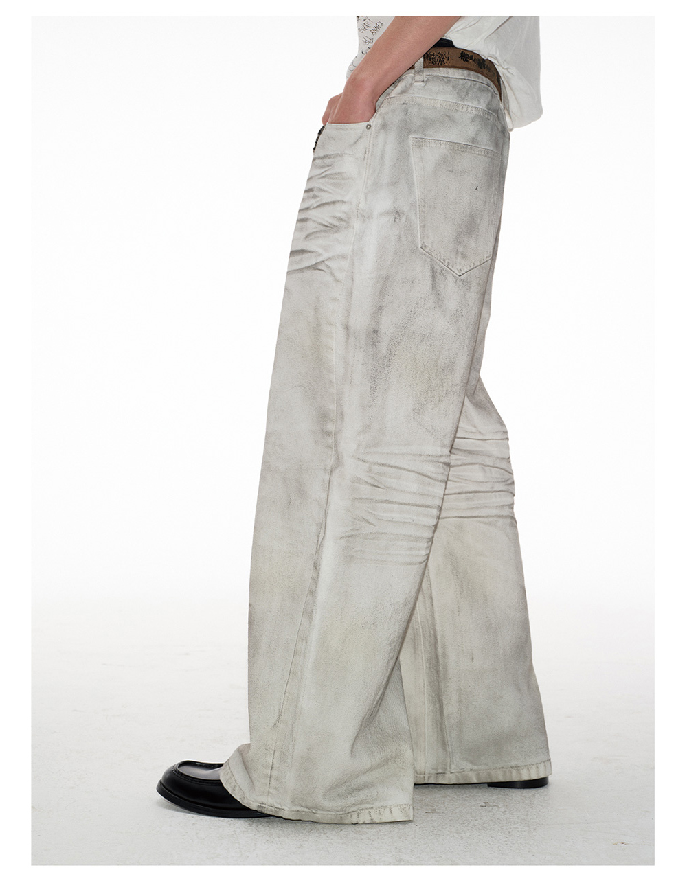 JCAESAR Distressed White Wide-Leg Denim｜Yahoo!フリマ（旧