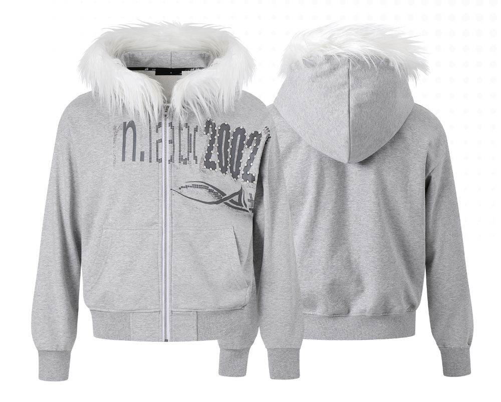 Faux Fur Hood Zip-up Hoodie | 비엑세스