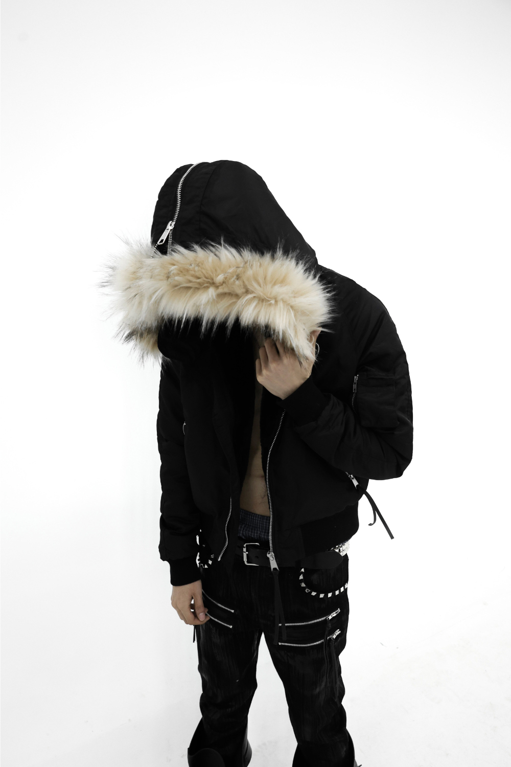 N2B Stud Fur Collar Flight Jacket | BCAESAR