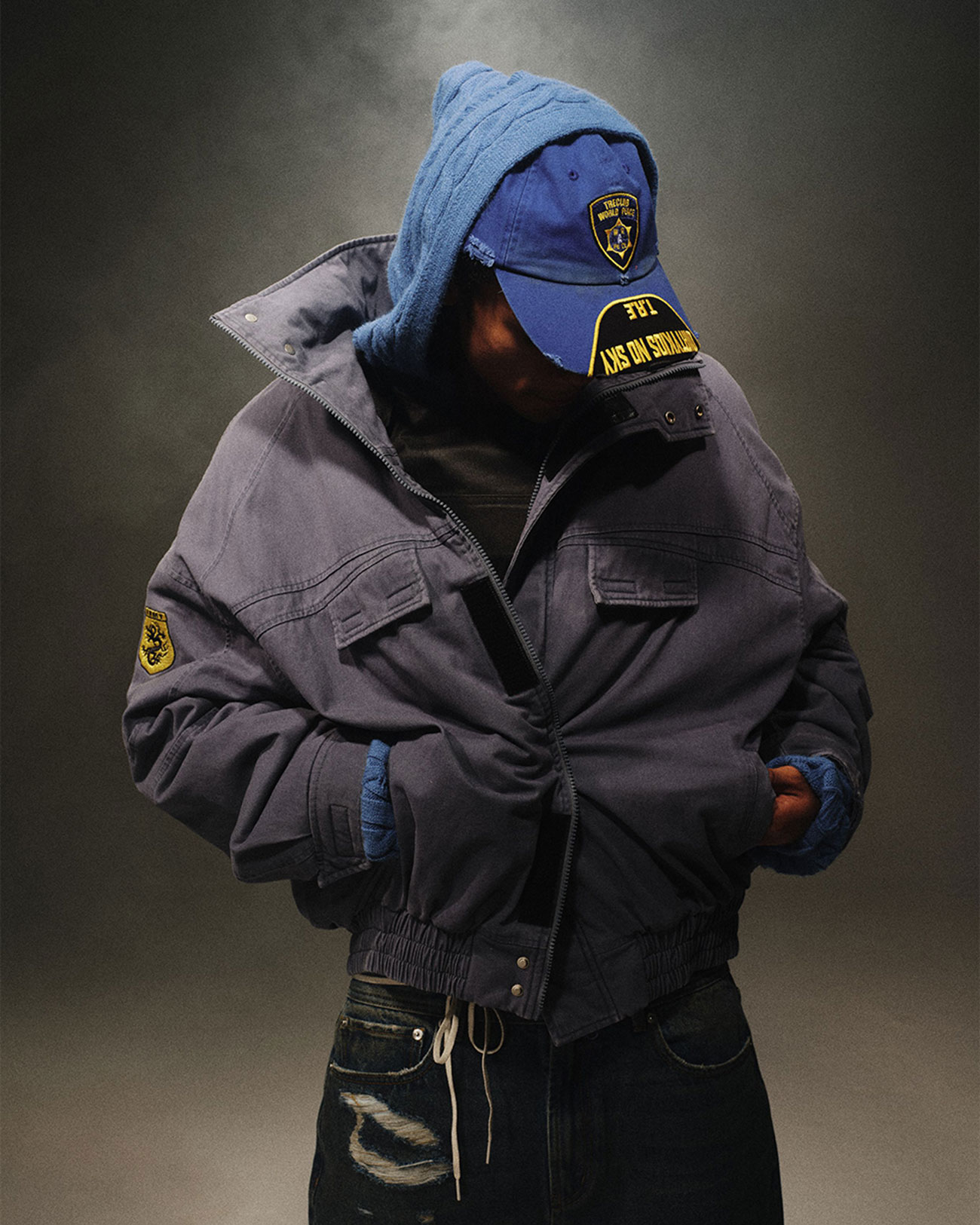 TreClub 24aw black washed zip up jacket