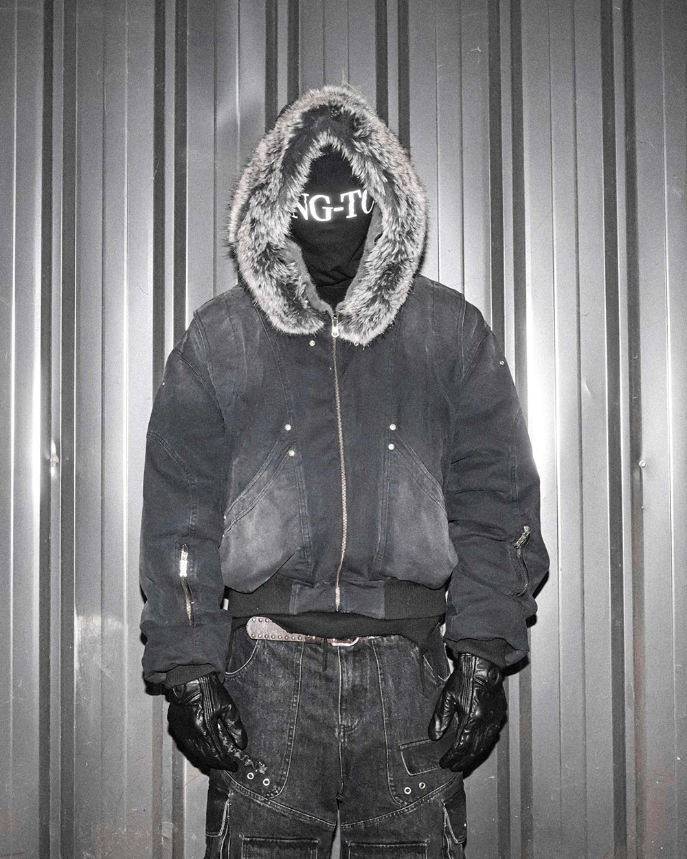 TreClub 24aw black washed zip up jacket