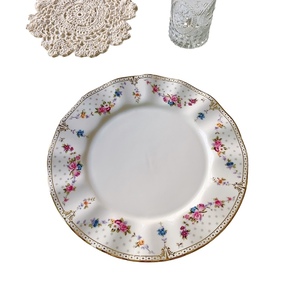 빈티지 프렌치 골드 라인 프로방스 가든 플라워 접시 프랑스무드 꽃무늬 플레이트