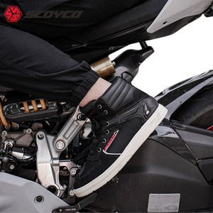 SCOYCO-남성용 마이크로 화이버 가죽 레저 스트리트 오토바이 신발 미끄럼 방지 고무 밑창 따뜻하고 편안한