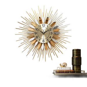 북유럽 태양 디자인 모던 심플 거실 벽시계 매장 골드 벽걸이 시계