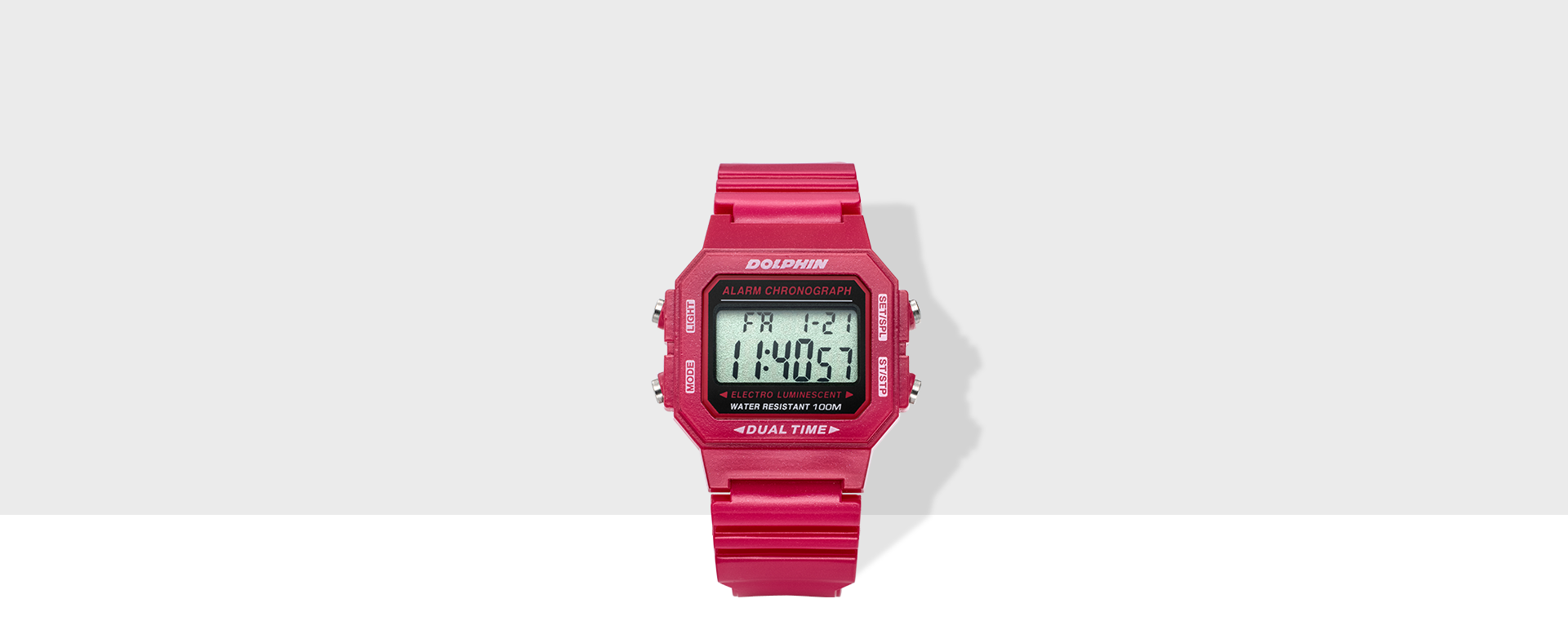 돌핀 8090 네온 디지털 손목시계 핑크