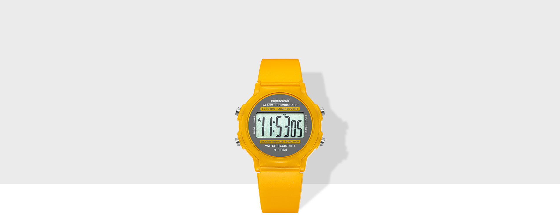 돌핀 레트로 네온 디지털 손목시계 옐로우