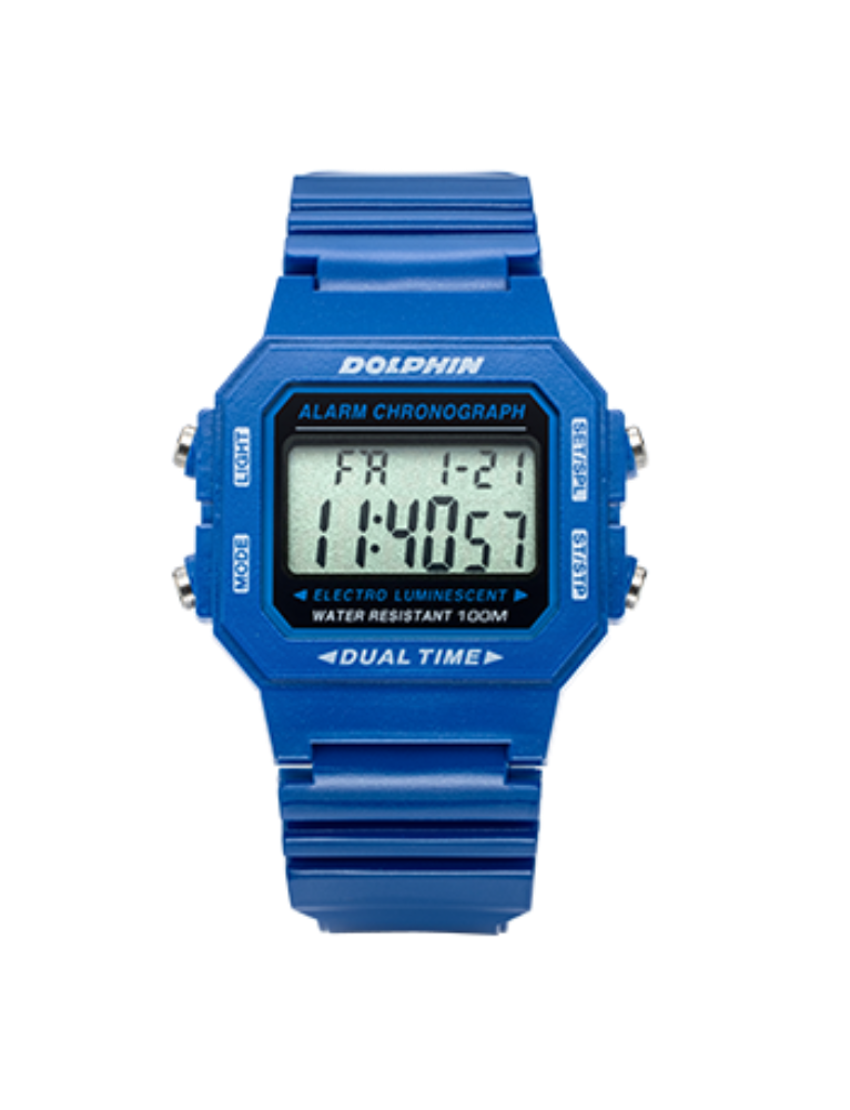 돌핀 8090 네온 디지털 손목시계 블루