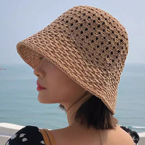 여름 니트 왕골 모자 여성 벙거지모자 휴양지 비치 여행 버킷햇 D37029230