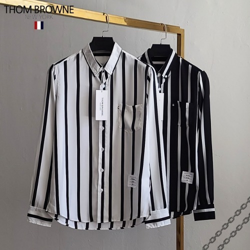 톰브라운 흑백 슬림 스트라이프 셔츠
