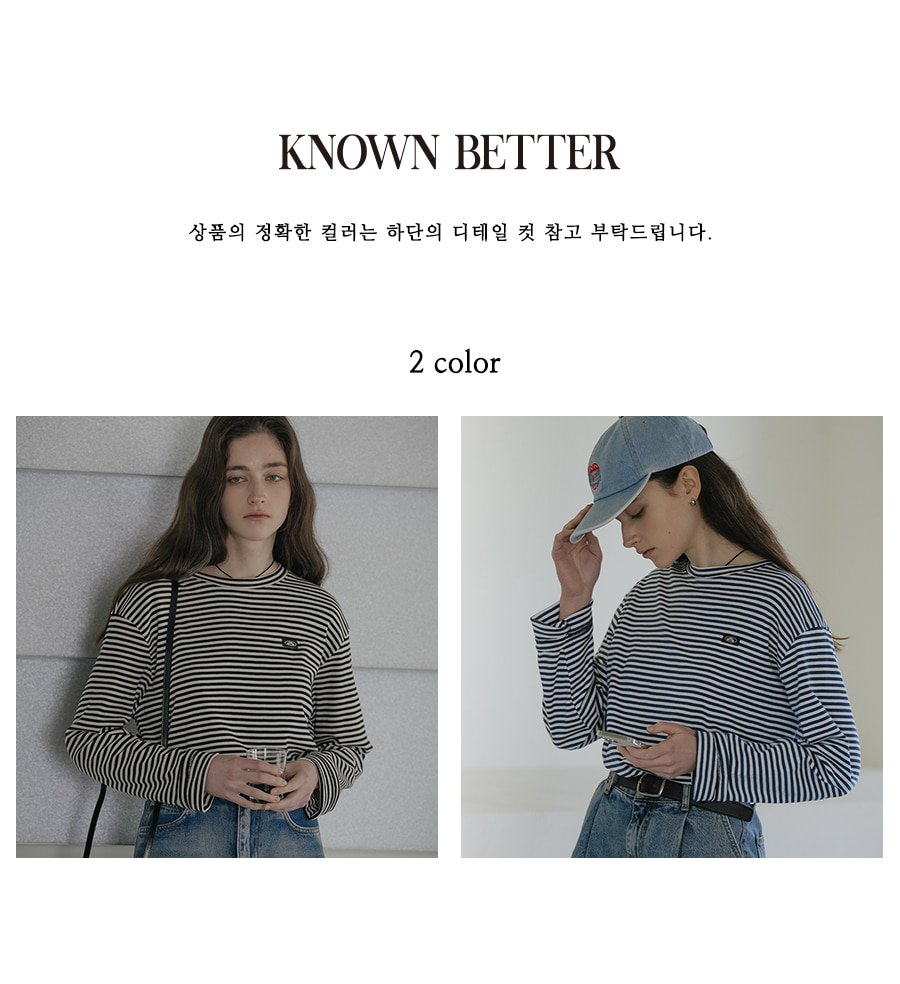 [노운베러]Soft touch loose fit Stripe T-shirt_Black [W CONCEPT]