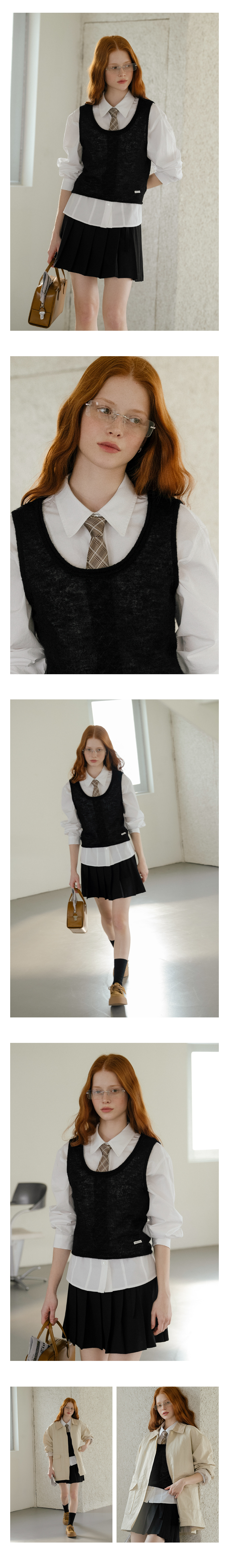 U-neck back ribbon knit vest_Black 상세 이미지 5