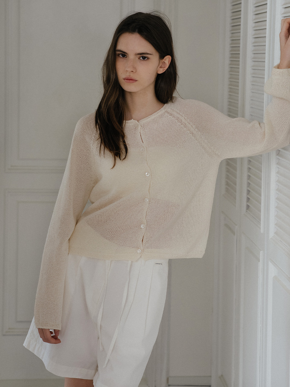 Paper knit cardigan [KNSS10CD01]_Cream beige