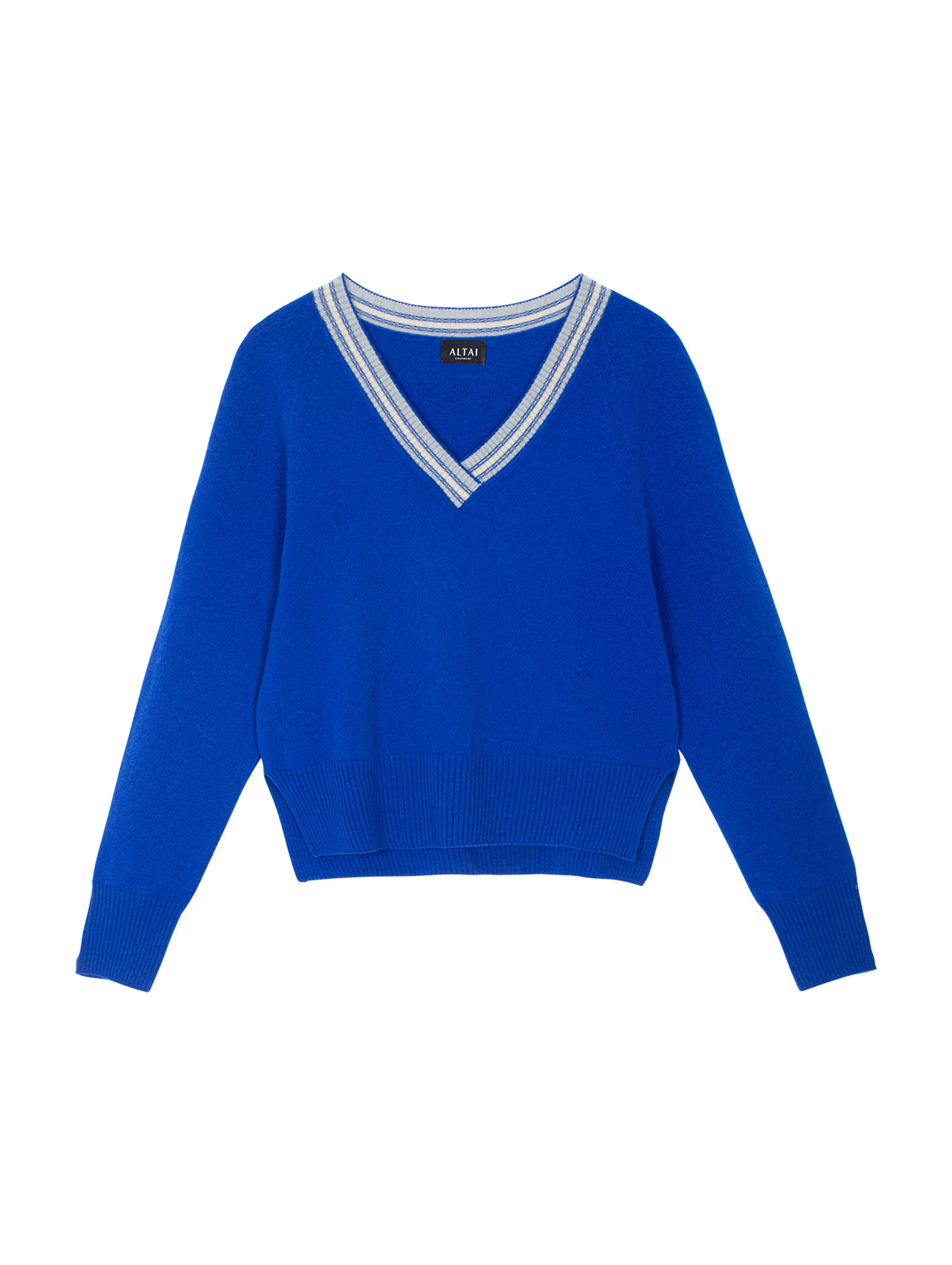 Mixed Color Basic Pullover Cobalt Blue