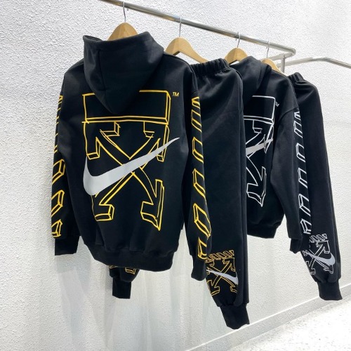 N x OW 로고 스카치 합포 후드+조거 팬츠 세트