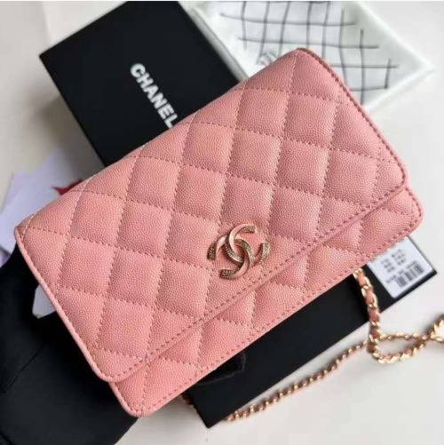 클래식 NWT 23C Chanel 샤넬 Trendy 지갑 On 체인 WOC 인디핑크 페이던트 램스킨