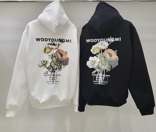 WYM 뉴시즌 플라워 백로고 기모 후드