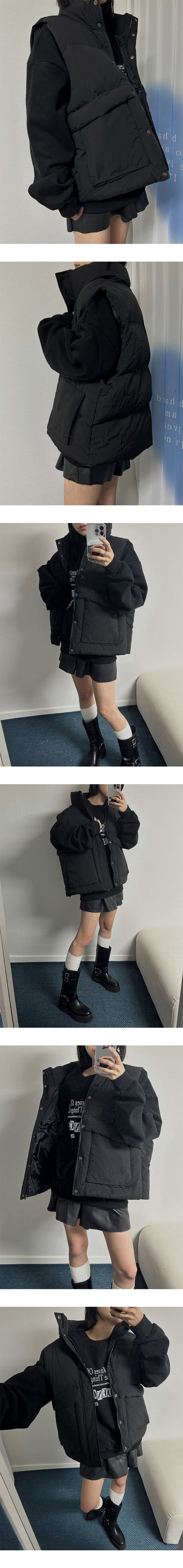 [남녀공용/고퀄] 베이직 빅포켓 오버핏 패딩조끼 (4col) 상세 이미지 11