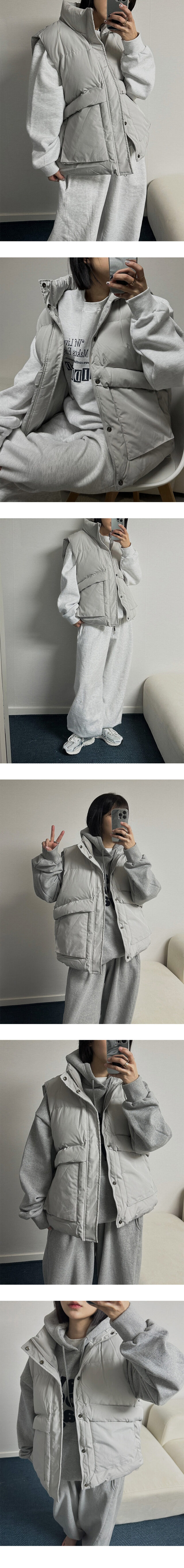 [남녀공용/고퀄] 베이직 빅포켓 오버핏 패딩조끼 (4col) 상세 이미지 8