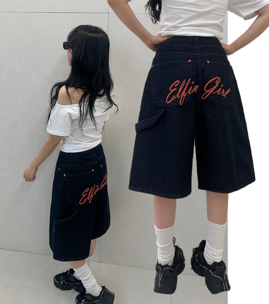 レタリングポイントデニムハーフパンツ | ファッション通販サイト NUGU