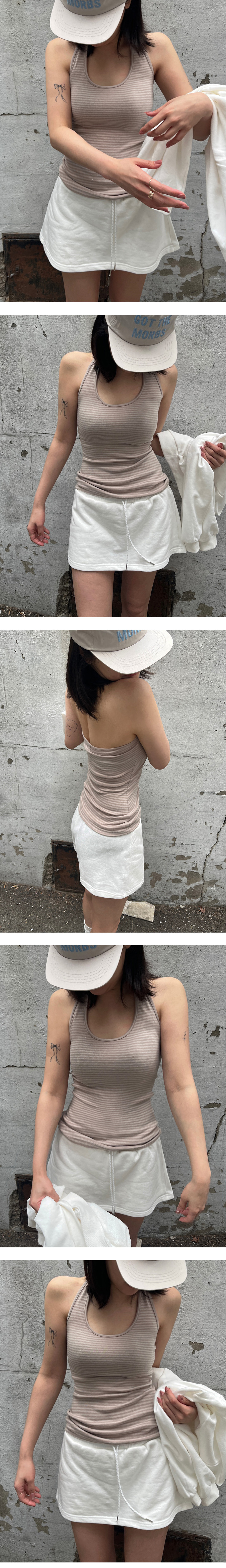 3color)ストライプ柄ホルターネックロングキャミソール | ファッション