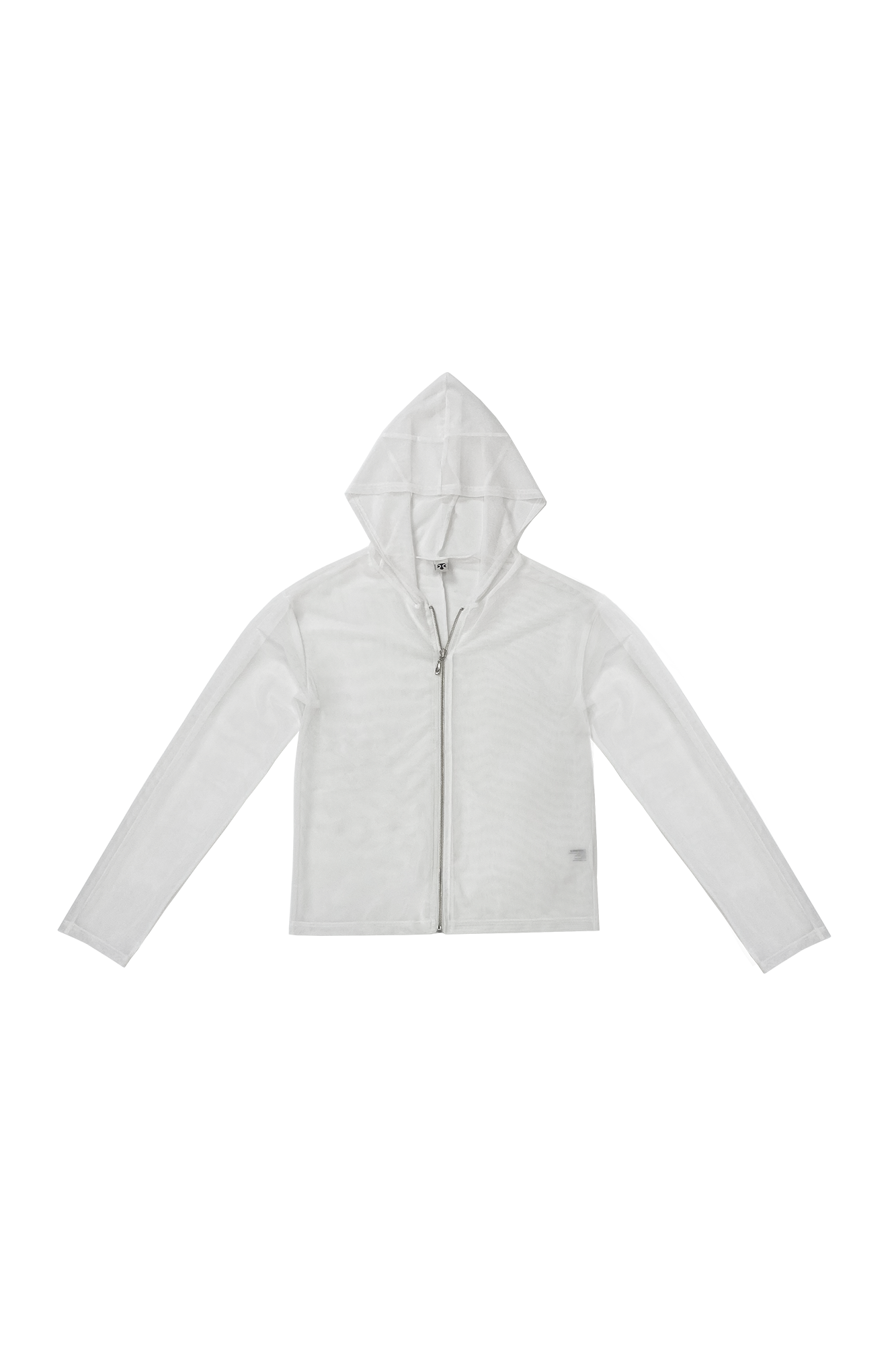 MESH ZIP UP HOODIE WHITE toomuchtax