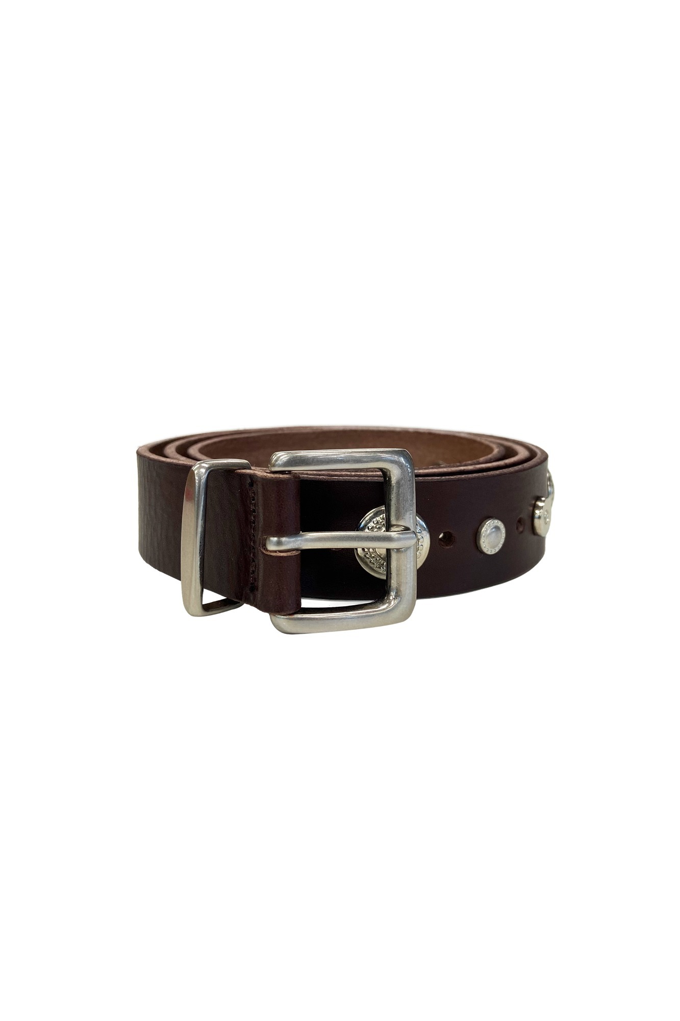 【toomuchtax】STUDDED LEATHER BELT STUDDED LEATHER BELT (BROWN) - toomuchtax