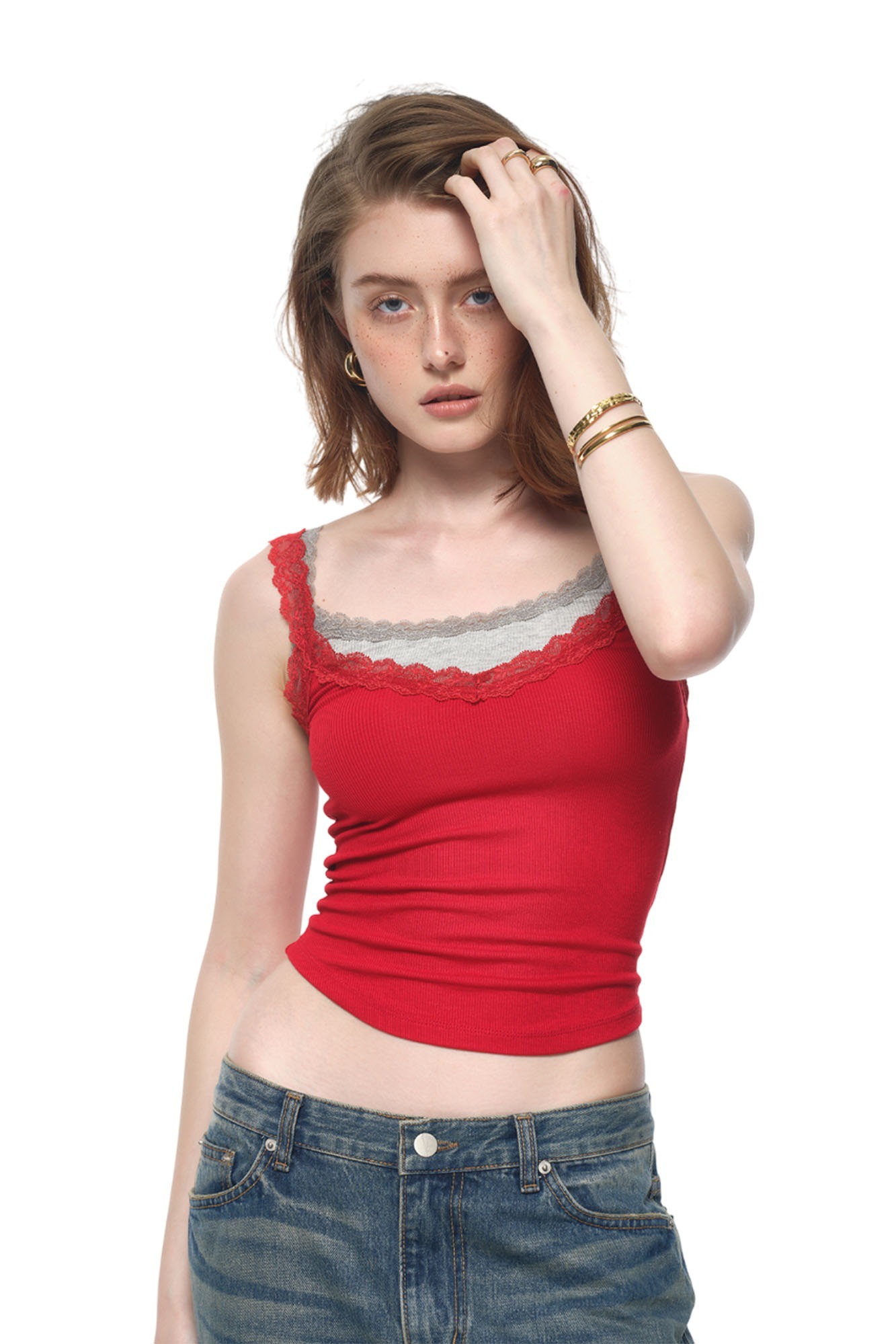 トップス Acka lace layered camisole tops lace layered camisole tops – Acka online store