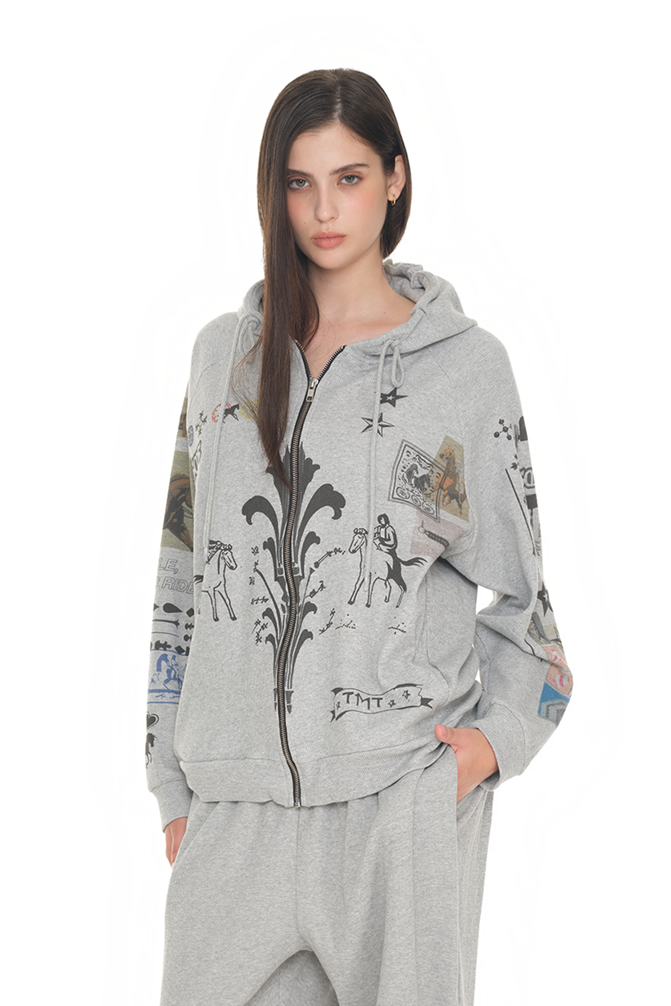티엠티 와플 후드집업 toomuchtax Printed Waffle Zip-up hoodie