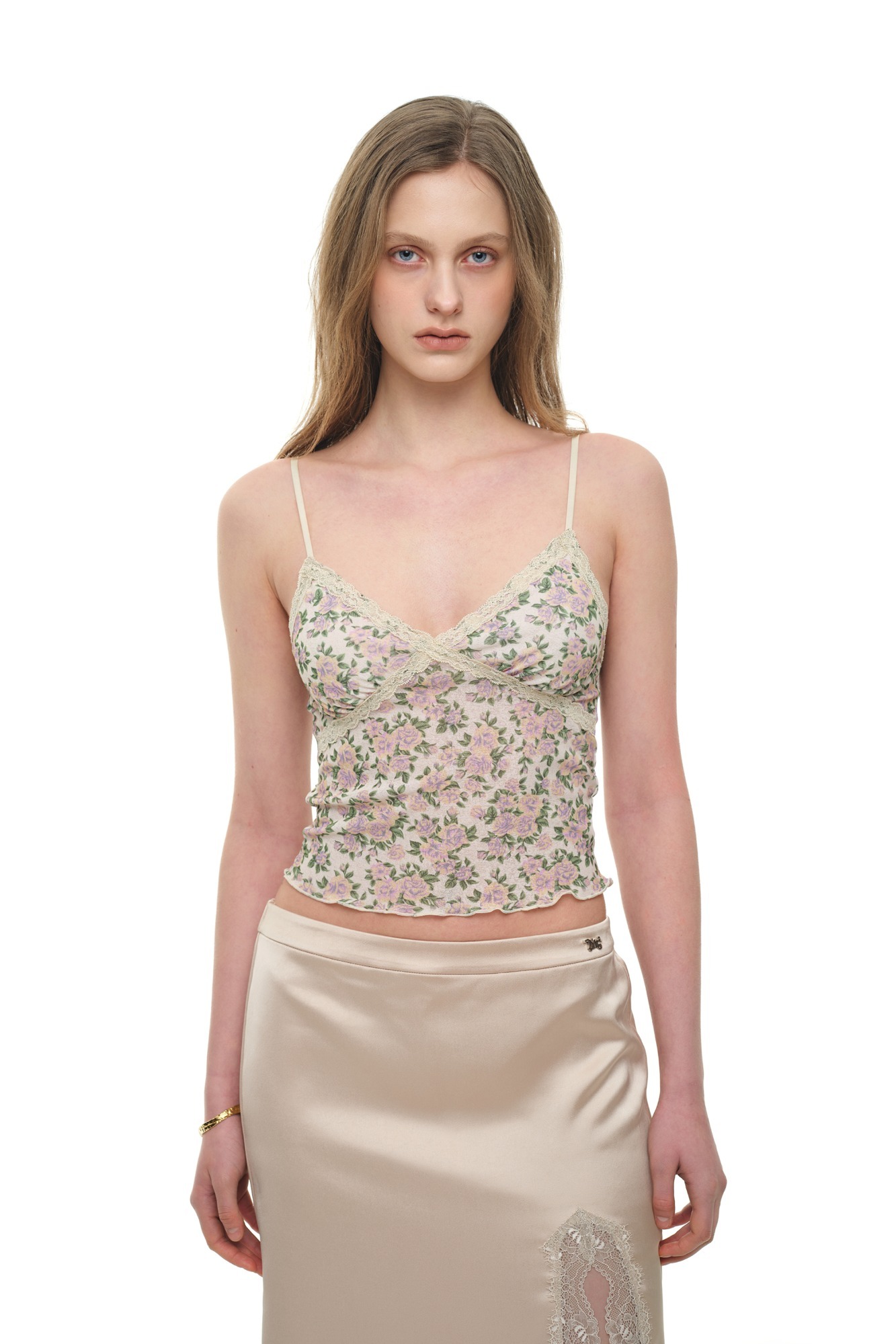 Floral 02 Lace Cami Top Ivory | toomuchtax 투머치택스