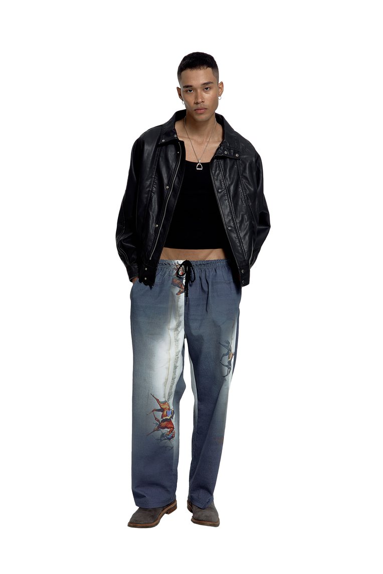 [TOOMUCHTAX] FAUX LEATHER JACKET /追跡付 FAUX LEATHER JACKET (WASHED BLACK) - toomuchtax