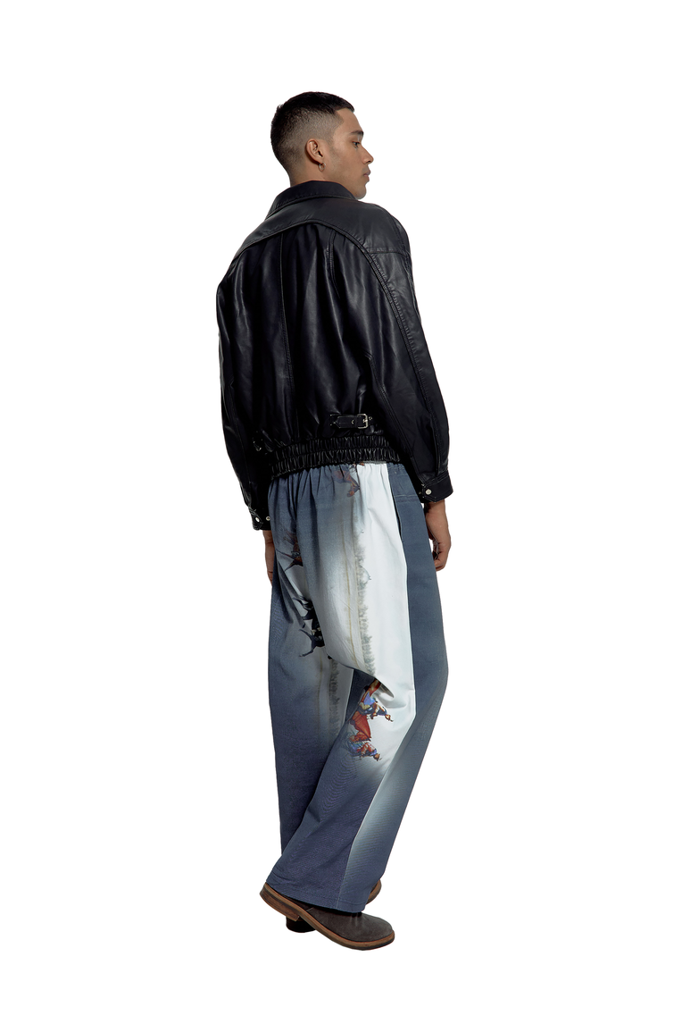 [TOOMUCHTAX] FAUX LEATHER JACKET /追跡付 FAUX LEATHER JACKET (WASHED BLACK) - toomuchtax