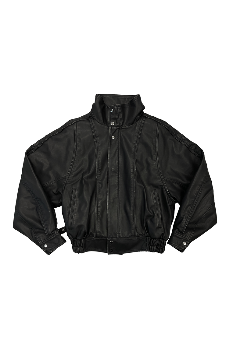 [TOOMUCHTAX] FAUX LEATHER JACKET /追跡付 FAUX LEATHER JACKET (WASHED BLACK) - toomuchtax