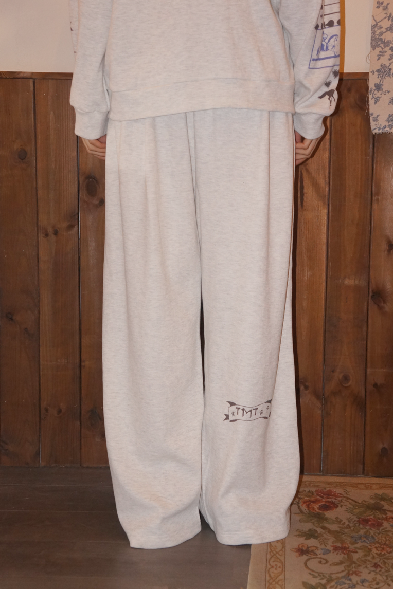 PRINTED WAFFLE PANTS (IVORY) - toomuchtax