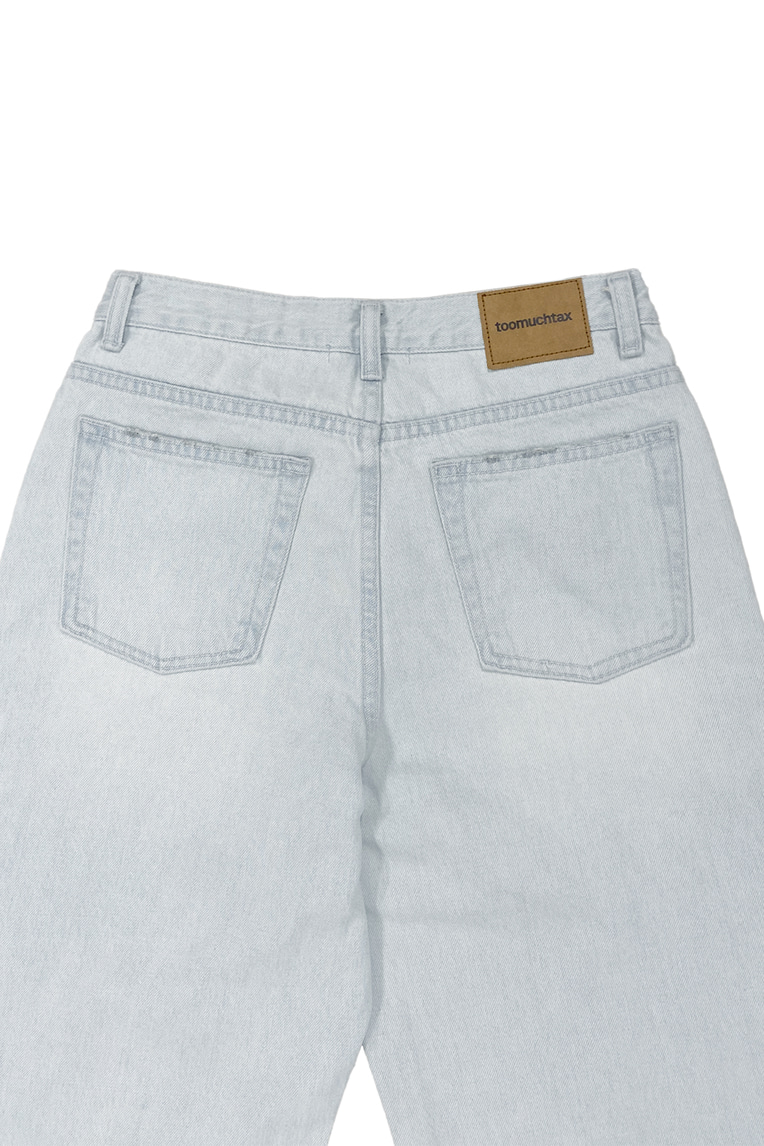 ◆TOOMUCHTAX◆ Low rise loose fit damage jeans ice blue LOW RISE LOOSE-FIT DAMAGED JEANS (ICE BLUE) - TOOMUCHTAX